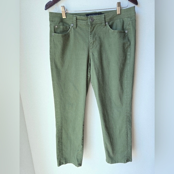 CALVIN KLEIN JEANS Olive Green Khaki Ankle Slim Jeans Denim Size 10 M - Picture 1 of 6